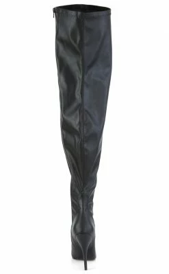 Pleaser SEDUCE-3000WC Black Matte Thigh High Boots | Wide Calf Plus Size 10 Pleaser SEDUCE-3000WC Black Matte Thigh High Boots | Wide Calf Plus Size