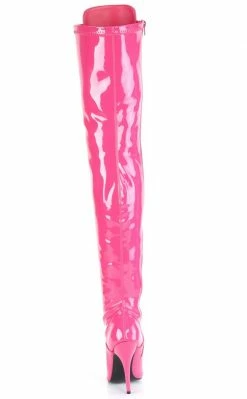 Pleaser SEDUCE-3024 Hot Pink Patent Thigh High Boots Pole Shoes