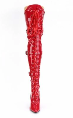 Pleaser Pole Shoes SEDUCE-3028 Red Thigh High Boots