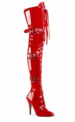 Pleaser Pole Shoes SEDUCE-3028 Red Thigh High Boots