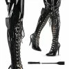 Pleaser SEDUCE-3082 Black Patent Dominatrix Thigh High Boots