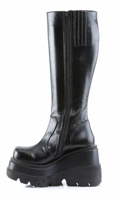 Demonia Shoes SHAKER-100 Black Vegan Leather Knee High Platform Boots (Au Stock)