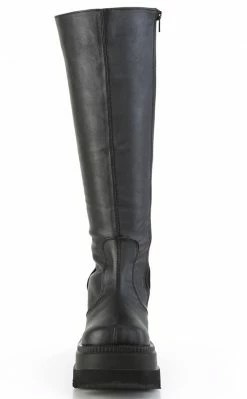 Demonia SHAKER-100WC Black Vegan Knee High Platform Boots | Wide Calf Plus Size