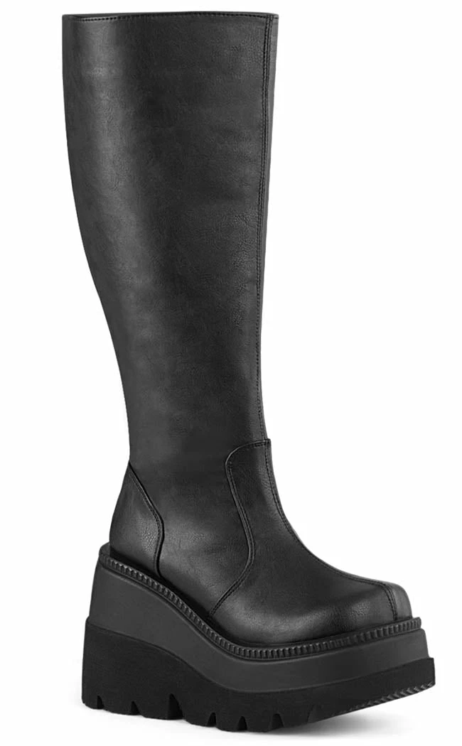 Demonia SHAKER-100WC Black Vegan Knee High Platform Boots | Wide Calf Plus Size 3 Demonia SHAKER-100WC Black Vegan Knee High Platform Boots | Wide Calf Plus Size
