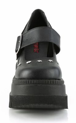 Demonia SHAKER-23 Black Vegan Leather Platform Mary Janes Shoes