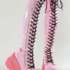 Demonia Shoes SHAKER-374-1 Baby Pink Holographic Thigh High Platform Boots (Au Stock)