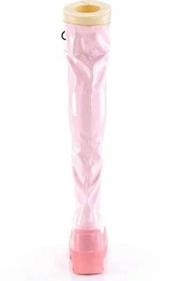Demonia SHAKER-374-1 Baby Pink Holographic Thigh High Platform Boots 14 Demonia SHAKER-374-1 Baby Pink Holographic Thigh High Platform Boots