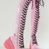 Demonia SHAKER-374-1 Baby Pink Holographic Thigh High Platform Boots
