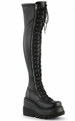 Demonia Shoes SHAKER-374 Black Vegan Leather Thigh High Platform Boots (Au Stock) 11 Demonia Shoes SHAKER-374 Black Vegan Leather Thigh High Platform Boots (Au Stock)
