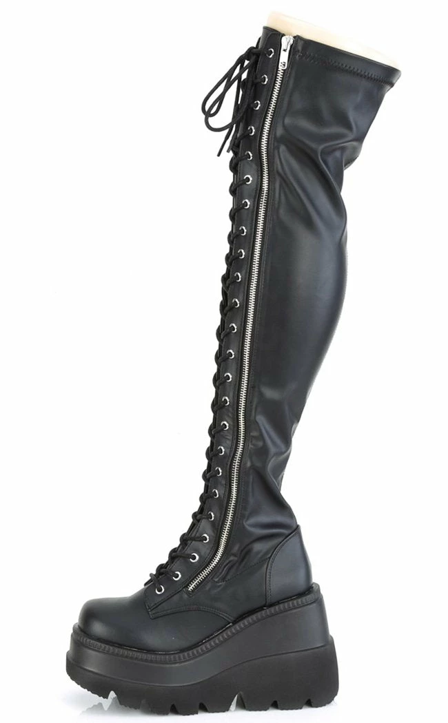 Demonia Shoes SHAKER-374 Black Vegan Leather Thigh High Platform Boots (Au Stock) 7 Demonia Shoes SHAKER-374 Black Vegan Leather Thigh High Platform Boots (Au Stock)
