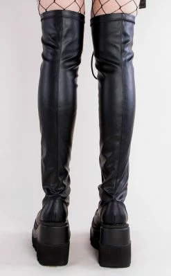 Demonia Shoes SHAKER-374 Black Vegan Leather Thigh High Platform Boots (Au Stock) 15 Demonia Shoes SHAKER-374 Black Vegan Leather Thigh High Platform Boots (Au Stock)