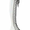 Demonia Shoes SHAKER-374 White Holographic Thigh High Platform Boots 1 Demonia Shoes SHAKER-374 White Holographic Thigh High Platform Boots