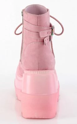 Demonia Shoes SHAKER-52 Baby Pink Faux Suede Ankle Boots