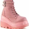 Demonia Shoes SHAKER-52 Baby Pink Faux Suede Ankle Boots