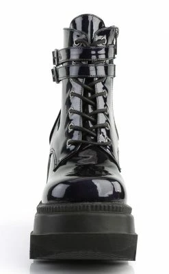 Demonia SHAKER-52 Black Holographic Platform Ankle Boots (Au Stock) Shoes