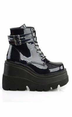 Demonia SHAKER-52 Black Holographic Platform Ankle Boots (Au Stock) Shoes