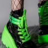 Demonia SHAKER-52 Black Patent & UV Green Platform Ankle Boots Shoes
