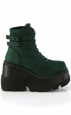 Demonia SHAKER-52 Emerald Faux Suede Ankle Boots (Au Stock) Shoes