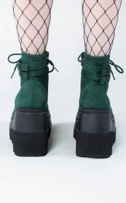 Demonia SHAKER-52 Emerald Faux Suede Ankle Boots (Au Stock) Shoes