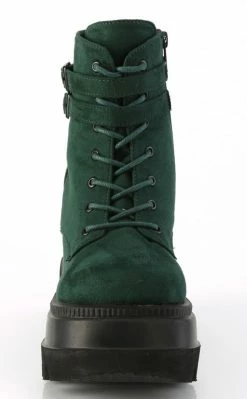 Demonia SHAKER-52 Emerald Faux Suede Ankle Boots