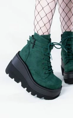 Demonia SHAKER-52 Emerald Faux Suede Ankle Boots