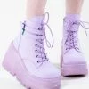 Demonia SHAKER-52 Lavender Vegan Suede Ankle Boots (Au Stock) Shoes