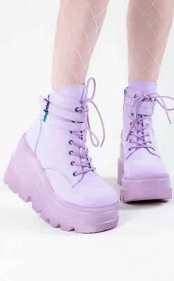 Demonia SHAKER-52 Lavender Vegan Suede Ankle Boots (Au Stock) Shoes