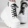 Demonia Shoes SHAKER-52 White Vegan Leather Platform Ankle Boots (Au Stock)