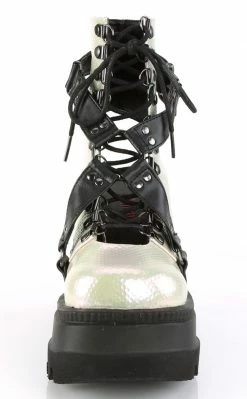 Demonia SHAKER-56 Green Iridescent Platform Ankle Boots