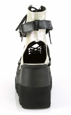 Demonia SHAKER-56 Green Iridescent Platform Ankle Boots