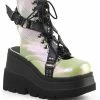 Demonia SHAKER-56 Green Iridescent Platform Ankle Boots