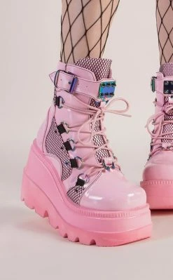 Demonia Shoes SHAKER-60 Baby Pink Platform Ankle Boots 9 Demonia Shoes SHAKER-60 Baby Pink Platform Ankle Boots