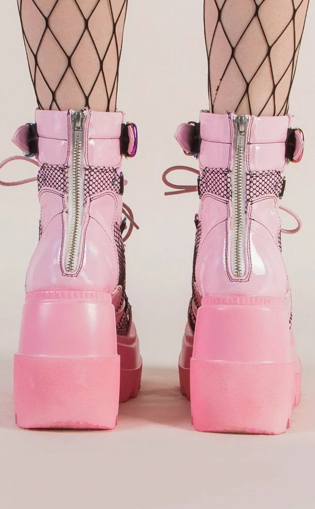 Demonia Shoes SHAKER-60 Baby Pink Platform Ankle Boots 5 Demonia Shoes SHAKER-60 Baby Pink Platform Ankle Boots