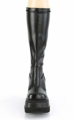 Demonia SHAKER-65 Black Vegan Leather Knee High Platform Boots (AU Stock) Shoes