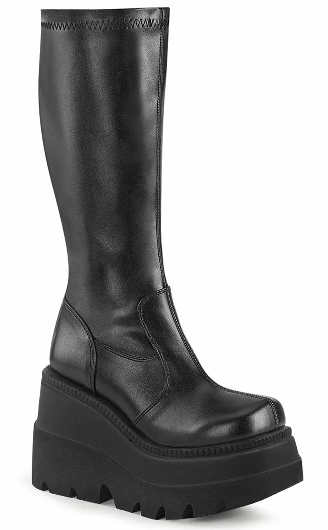 Demonia SHAKER-65 Black Vegan Leather Knee High Platform Boots (AU Stock) Shoes 3 Demonia SHAKER-65 Black Vegan Leather Knee High Platform Boots (AU Stock) Shoes