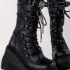 Demonia Shoes SHAKER-70 Black Vegan Leather Platform Boots 2 Demonia Shoes SHAKER-70 Black Vegan Leather Platform Boots