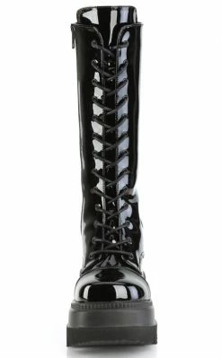 Demonia SHAKER-72 Black Patent Platform Boots Shoes