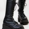 Demonia Shoes SHAKER-72 Black Vegan Leather Platform Boots