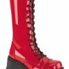 Demonia SHAKER-72 Red Patent Platform Boots
