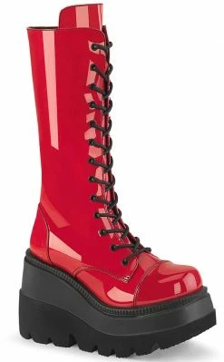 Demonia SHAKER-72 Red Patent Platform Boots