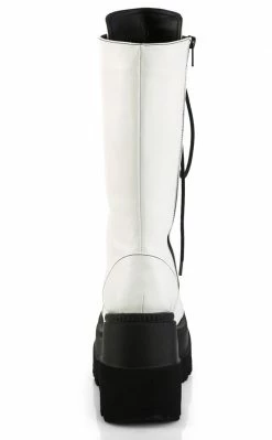 Demonia SHAKER-72 White Matte Platform Boots Shoes
