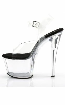 Pleaser SKY-308 Clr-Blk/Clr Heels