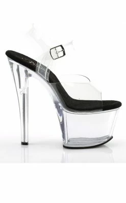 Pleaser SKY-308 Clr-Blk/Clr Heels
