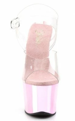 Pleaser SKY-308 Clr/B. Pink Chrome Heels