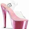 Pleaser SKY-308 Clr/B. Pink Chrome Heels