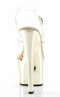 Pleaser Pole Shoes SKY-308 Clr/Gold Chrome Heels