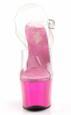 Pleaser SKY-308 Clr/H. Pink Chrome Heels Pole Shoes