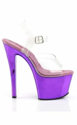 Pleaser SKY-308 Clr/Purple Chrome Heels Pole Shoes