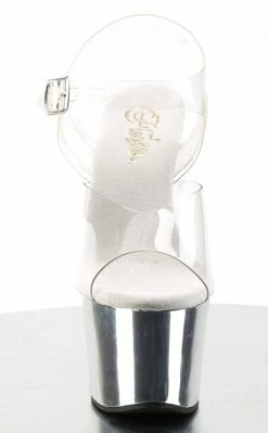 Pleaser SKY-308 Clr/Slv Chrome Heels Pole Shoes