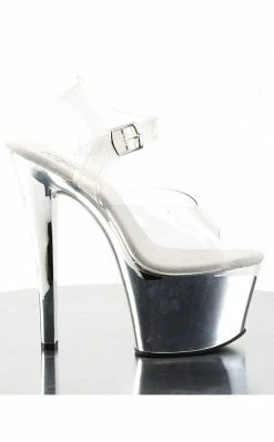 Pleaser SKY-308 Clr/Slv Chrome Heels Pole Shoes
